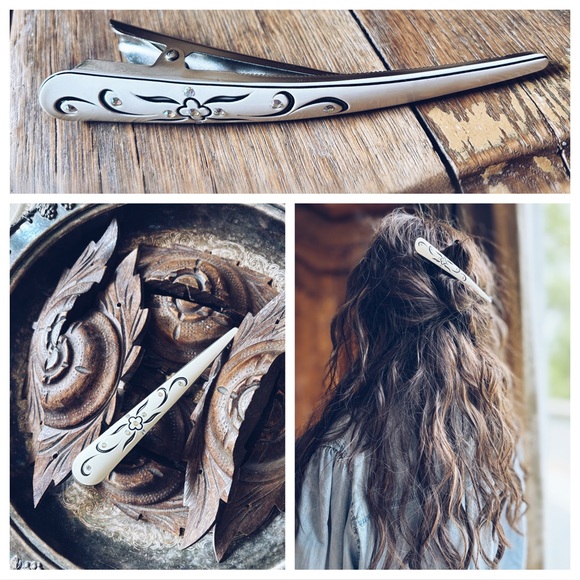 Hair Clip Enamel Base & Iridescent Stones - Picture 3 of 13